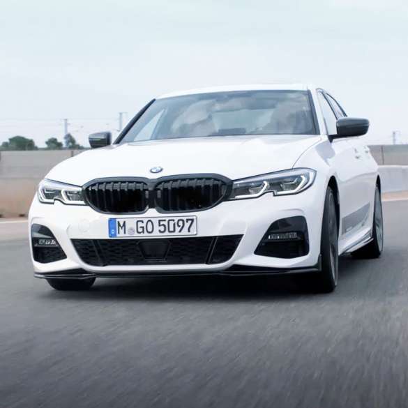 BMW 3-serie sedan, M Performance Parts. Deler av fronten BMW 3-serie med M Performance Parts.