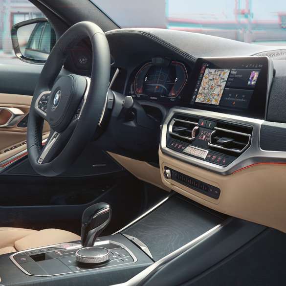 BMW 3-serie Touring, bilde av førerplassen BMW 3-serie Touring, bilde av førerplassen sett fra passasjersiden
