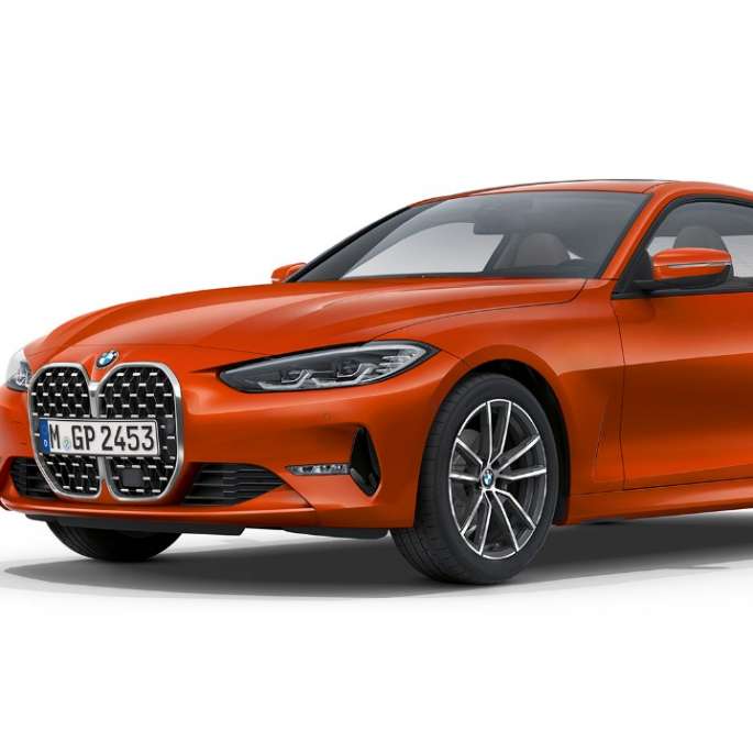 Sett skrått bakfra BMW 4-serie Coupé Standardversjon G22 2020- Sett skrått bakfra BMW 4-serie Coupé G22 2020 Standardversjon Sunset Orange metallic Sett skrått forfra