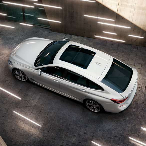 BMW 6-serie Gran Turismo G32 sett ovenfra BMW 6-serie Gran Turismo G32 2017 mineralhvit metallic sett ovenfra
