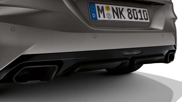 Enderørsdeksler BMW Z4 M40i G29 Enderørsdeksler BMW Z4 M40i G29 2019 BMW Individual frostgrå metallic sett bakfra næropptak