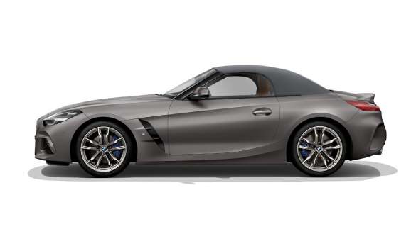 BMW Z4 M40i med lukket kalesje G29 M Aerodynamikkpakke BMW Z4 M40i G29 2019 BMW Individual frostgrå metallic sett fra siden