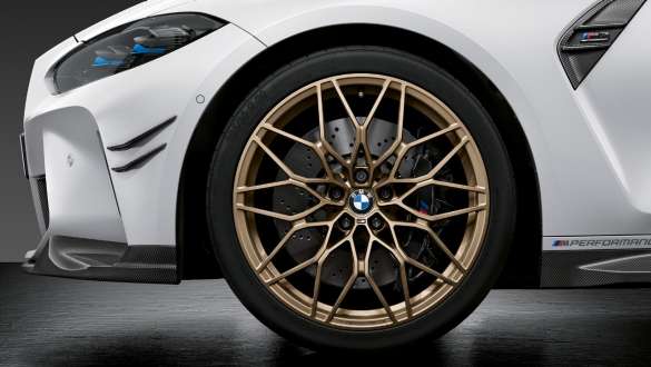 20"/21" M smidd lettmetallfelg 1000 M i frostet gullbronse BMW M3 Sedan G80 2020 BMW M3 Sedan G80 2020 BMW M3 20"/21" M Performance smidd lettmetallfelg 1000 M frostet gullbronse Næropptak
