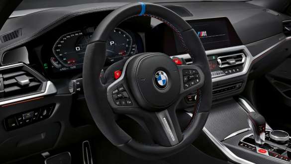 M Performance ratt Pro BMW M4 Coupé G82 2020 BMW M4 vG82 2020 M Performance ratt Pro interiør nærbilde