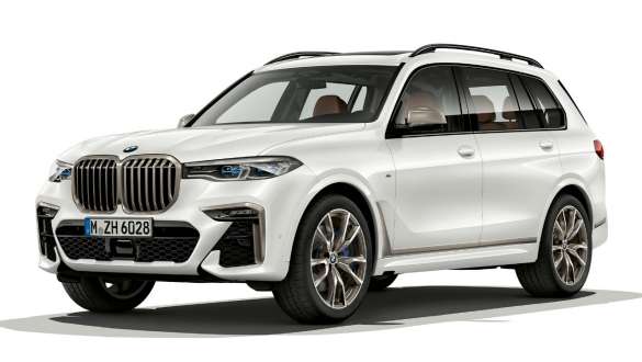 BMW X7 M-modell med M aerodynamikkpakke BMW X7 M-modell med M aerodynamikkpakke, G07, sett skrått fra siden på høyre side