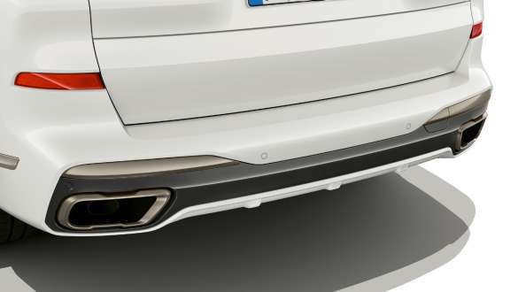 BMW X7 M-modell med M-spesifikke enderør G07 2019 BMW X7 M-modell med M-spesifikke enderør G07 2019 nærbilde av enderør