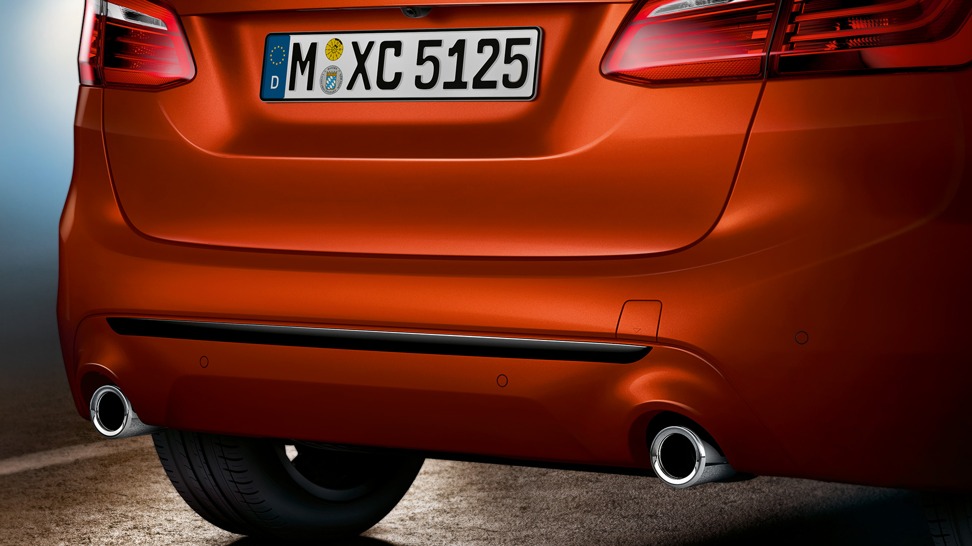 Hekkparti BMW 2-serie Active Tourer Hekkparti BMW 2-serie Active Tourer 220i F45 Facelift 2018 Sunset Orange metallic næropptak hekk