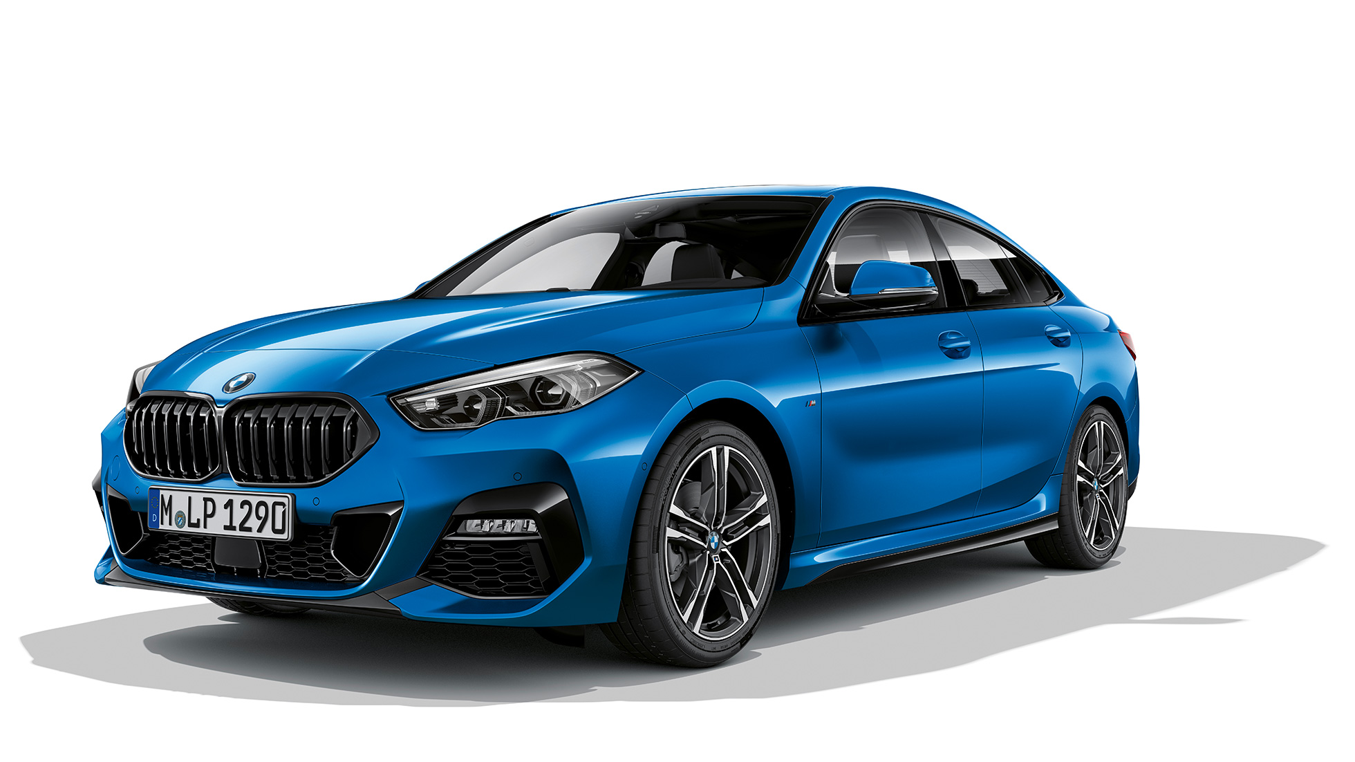 M lettmetallfelger BMW 2-serie Gran Coupé modell M Sport M lettmetallfelger BMW 2-serie Gran Coupé M Sport Misano blå metallic F44 sett skrått forfra