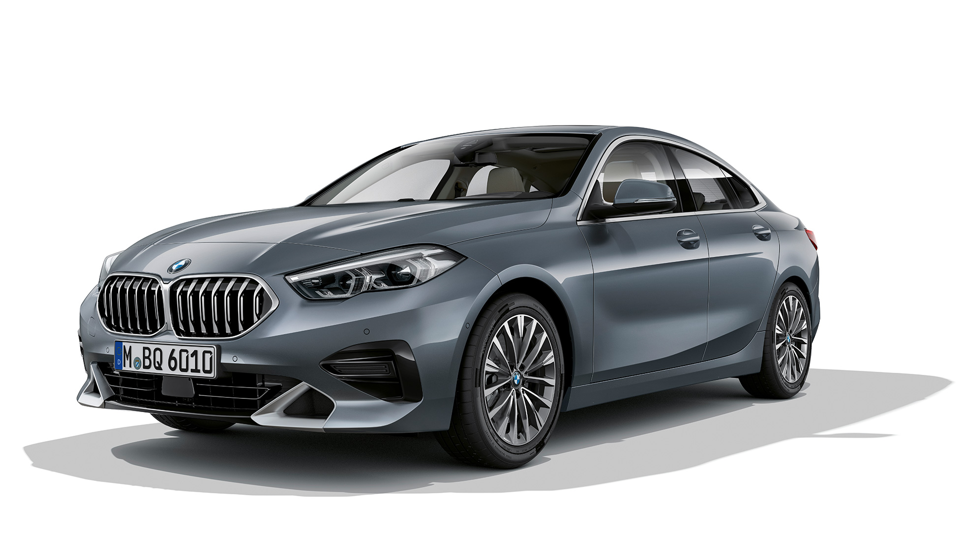 BMW-grill BMW 2-serie Gran Coupé modell Luxury Line BMW-grill BMW 2-serie Gran Coupé modell Luxury Line Storm Bay metallic F44 sett skrått forfra