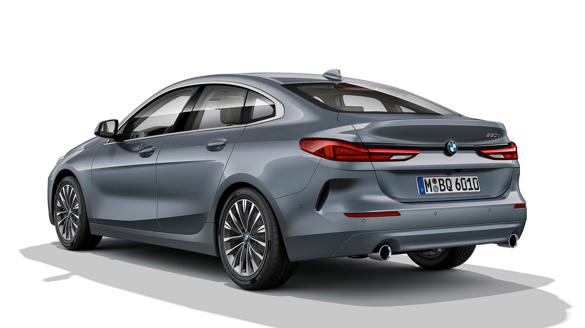 17" lettmetallfelger BMW 2-serie Gran Coupé modell Luxury Line 17" lettmetallfelger BMW 2-serie Gran Coupé modell Luxury Line Storm Bay metallic F44 sett skrått forfra