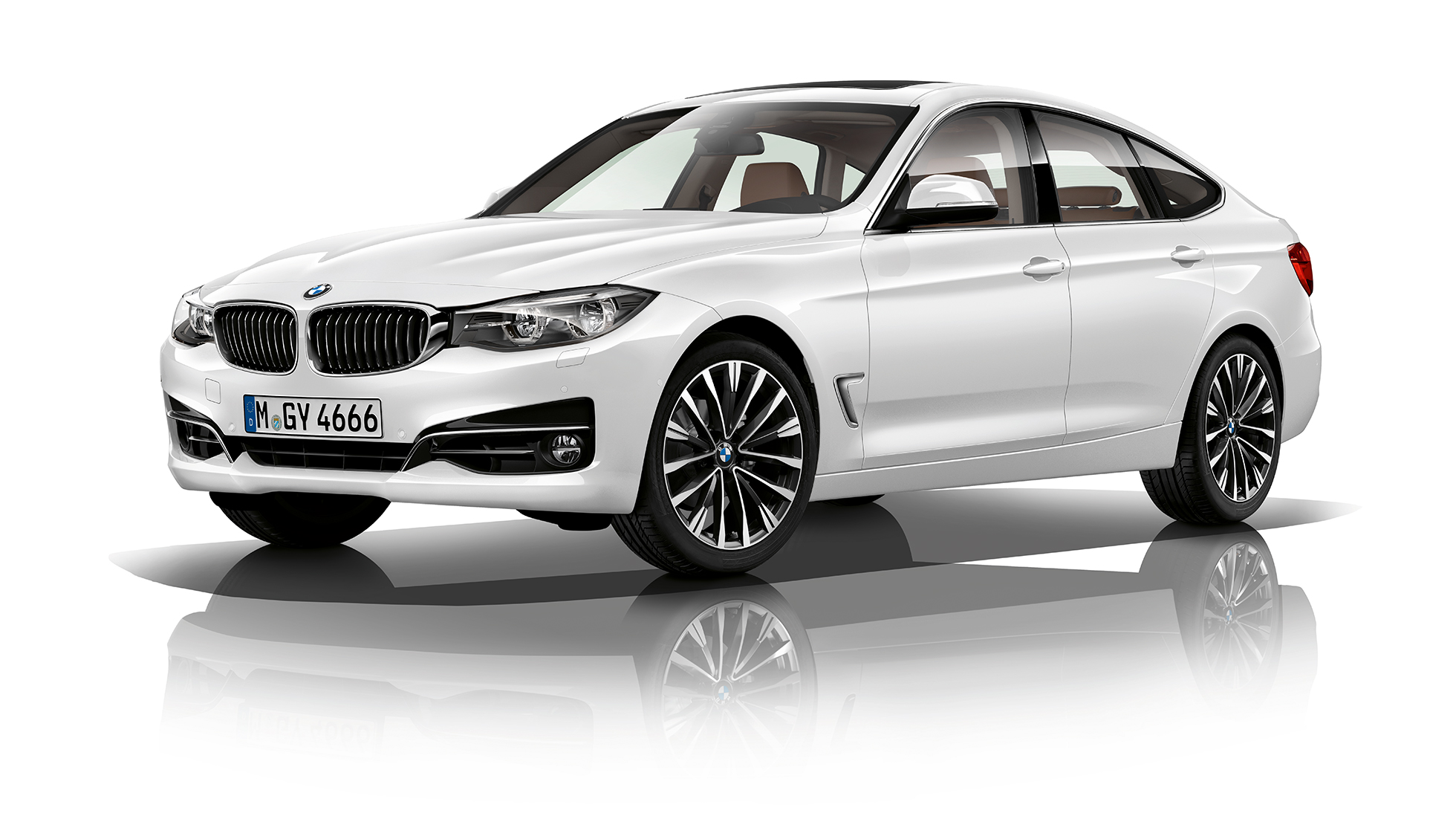 BMW 3-serie Gran Turismo, Model Luxury Line sett skrått forfra BMW 3-serie Gran Turismo, Model Luxury Line sett skrått forfra