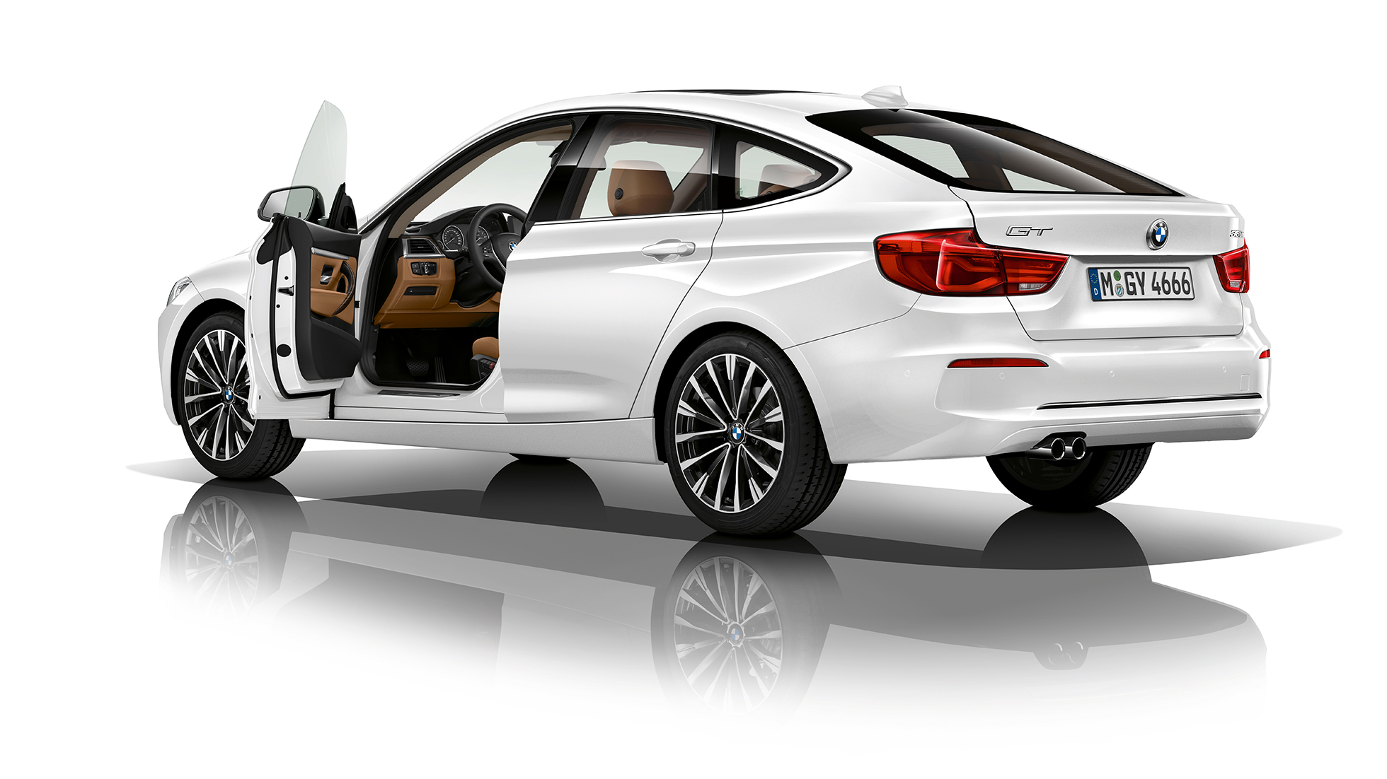 BMW 3-serie Gran Turismo, Model Luxury Line sett skrått bakfra BMW 3-serie Gran Turismo, Model Luxury Line sett skrått bakfra