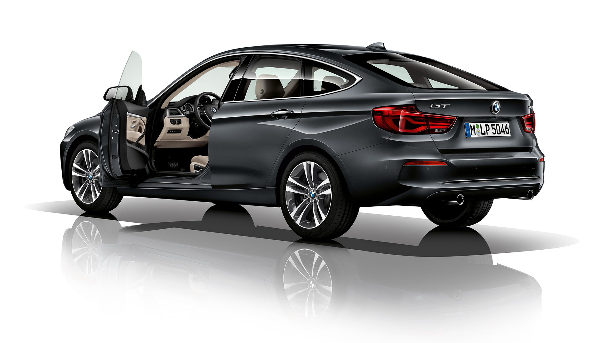 BMW 3-serie Gran Turismo, Model Sport Line sett skrått bakfra BMW 3-serie Gran Turismo, Model Sport Line sett skrått bakfra