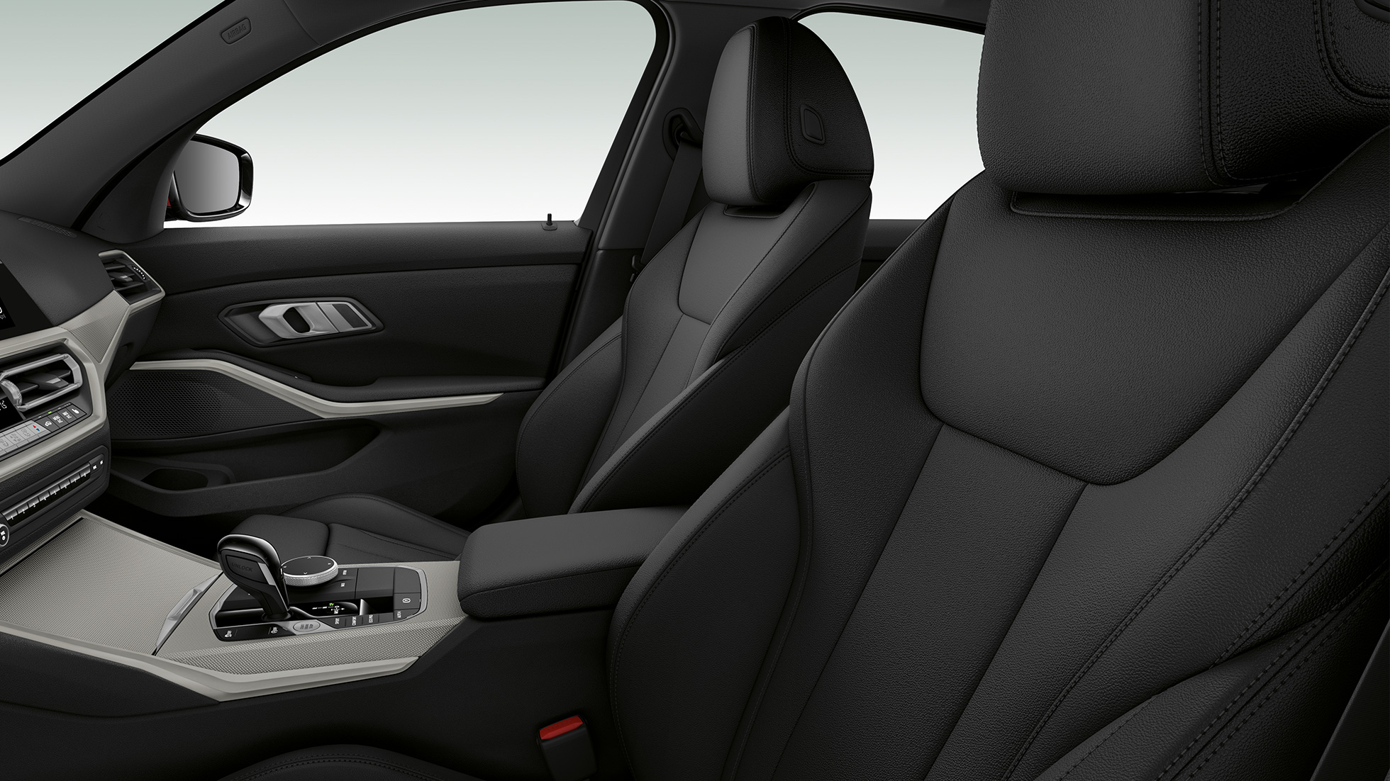 Forseter i BMW 3-serie Sedan som Modell Advantage. Nærbilde av forsetene i BMW 3-serie Sedan med Modell Advantage utstyr sett fra siden.