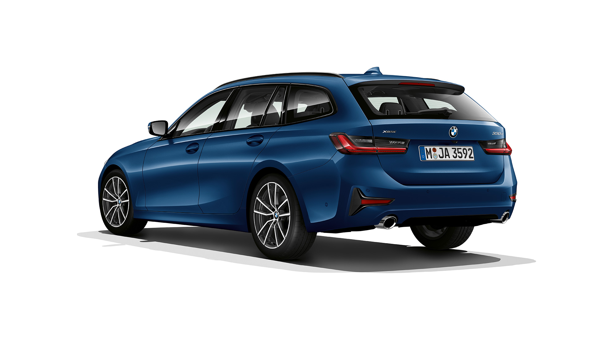 Modell Sport Line sett på skrått bakfra BMW 3-serie Touring, modell Sport Line sett på skrått bakfra