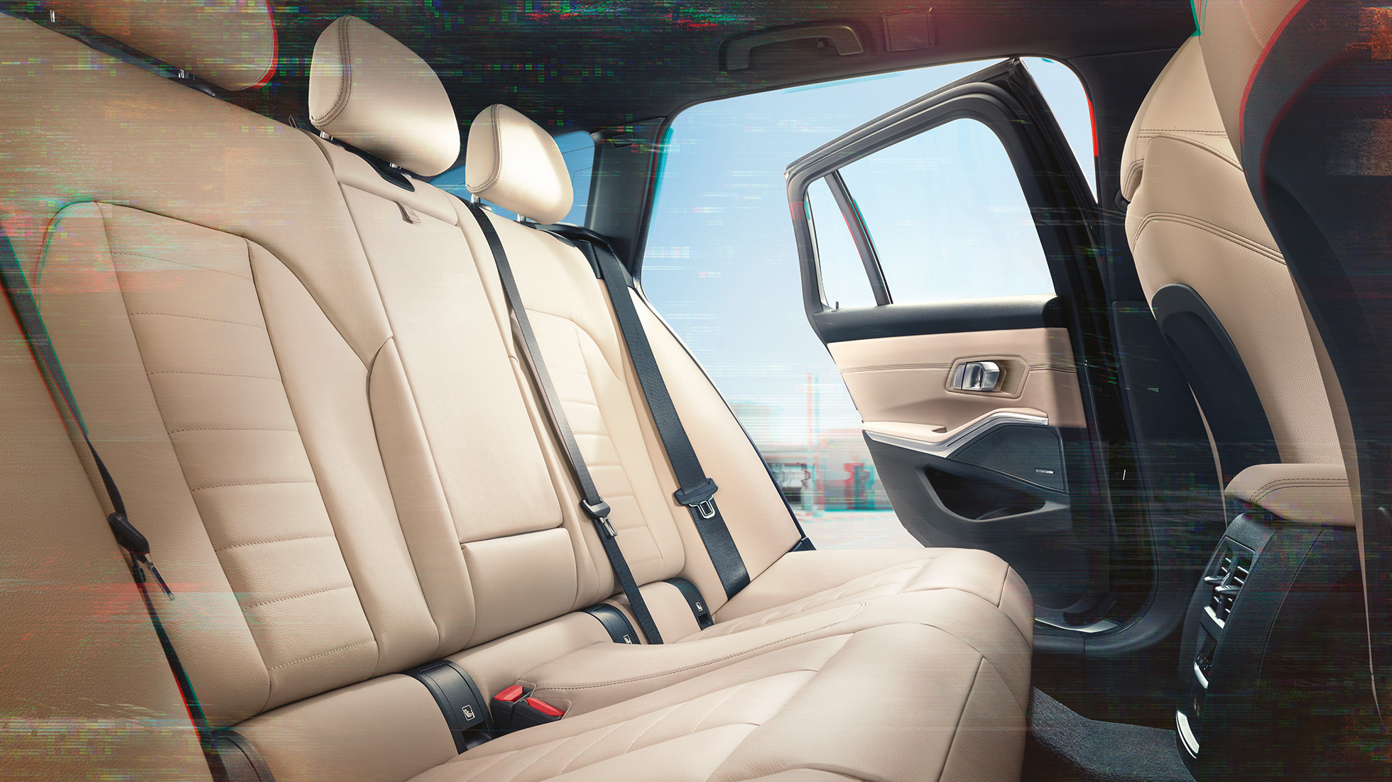 BMW 3-serie Touring, detaljbilde av baksetet BMW 3-serie Touring, detaljbilde av baksetet med polstring