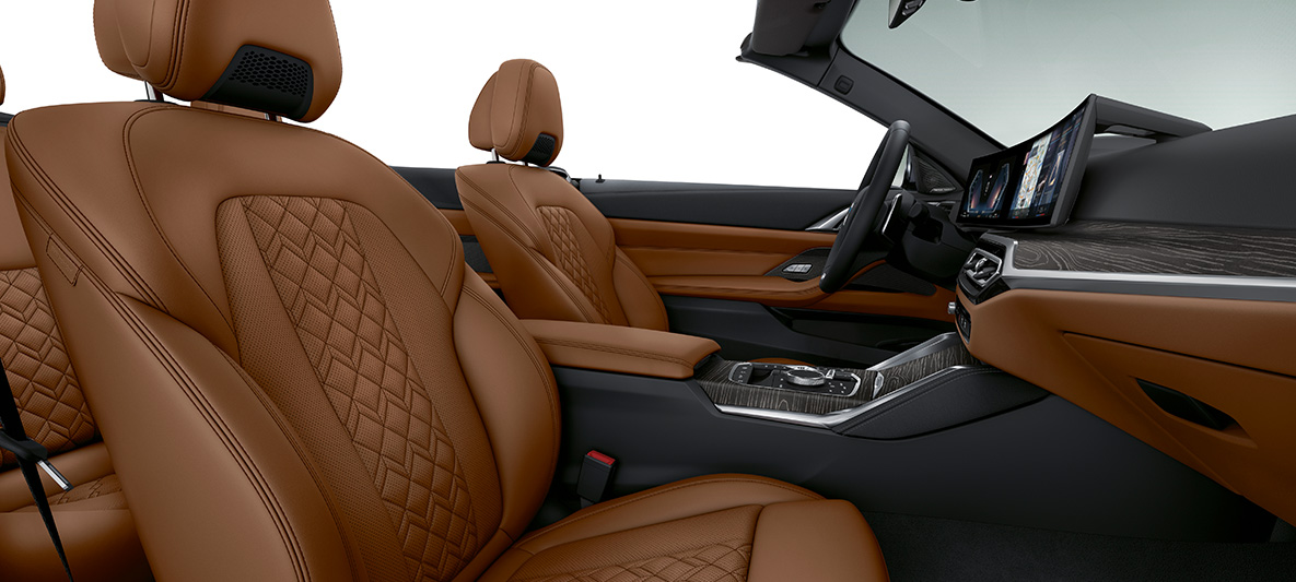 BMW Individual helskinninteriør 'Merino' Tartufo BMW 4-serie Cabriolet Individual 2020 G23 interiør BMW Individual helskinninteriør 'Merino' Tartufo BMW 4-serie Cabriolet Individual G23 2020 interiør cockpit