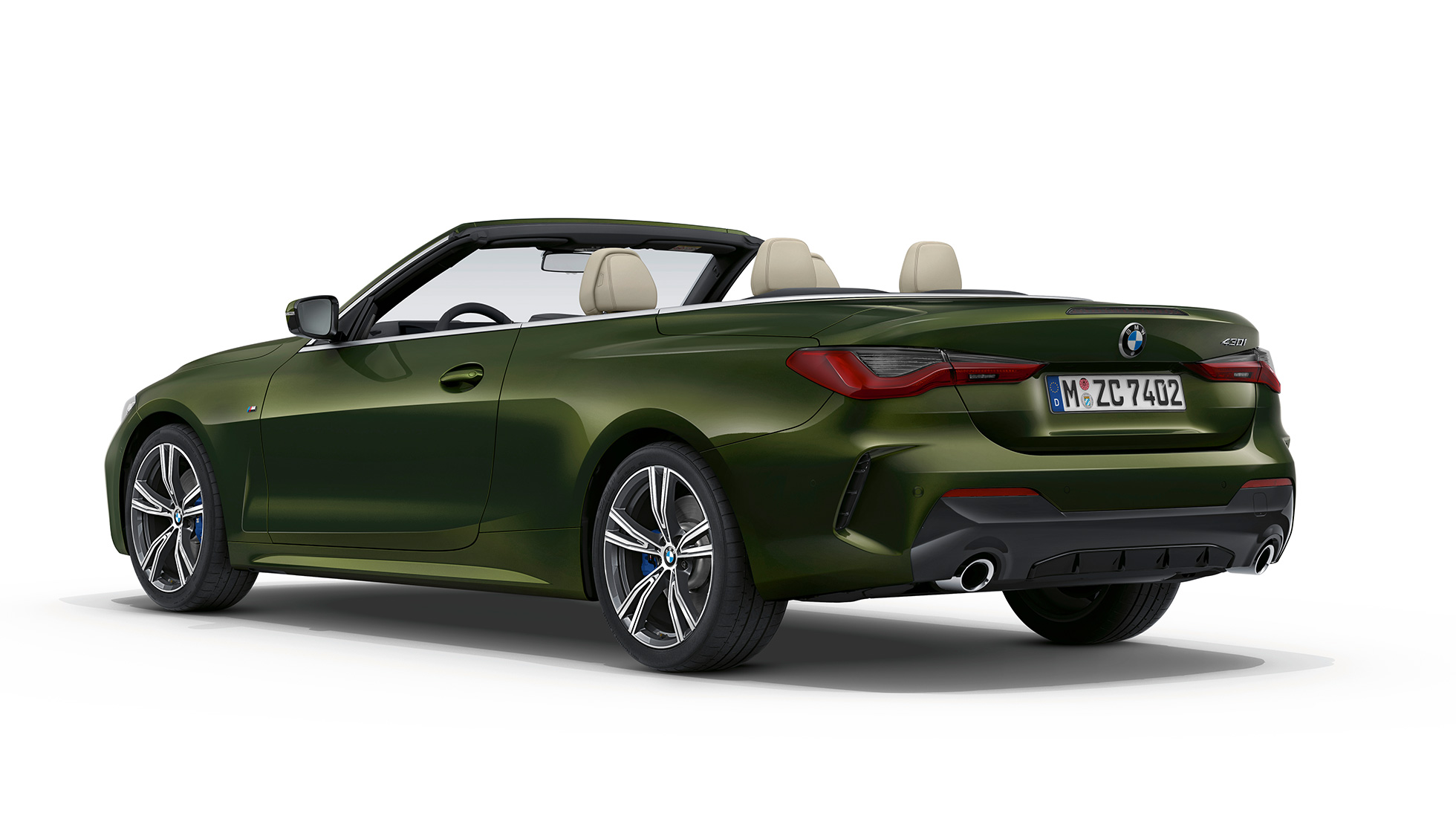 Hekk BMW 4-serie Cabriolet Modell M Sport G23 2020 BMW 4-serie Cabriolet G23 2020 Modell M Sport Bluestone metallic Sett skrått bakfra