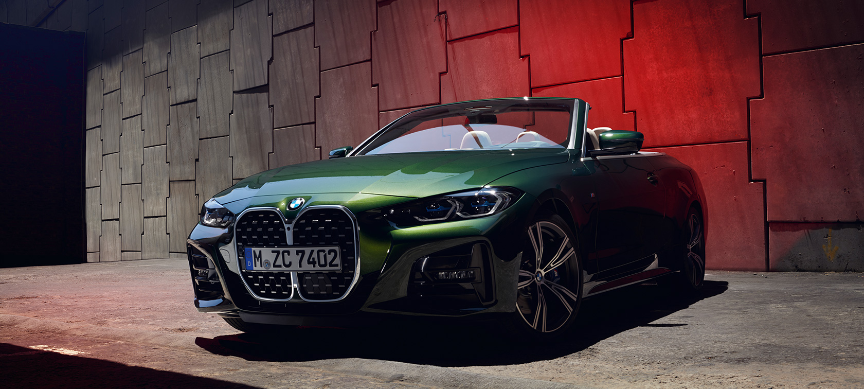 BMW 4-serie Cabriolet G23 2020 Sanremo grønn metallic Sett skrått forfra 