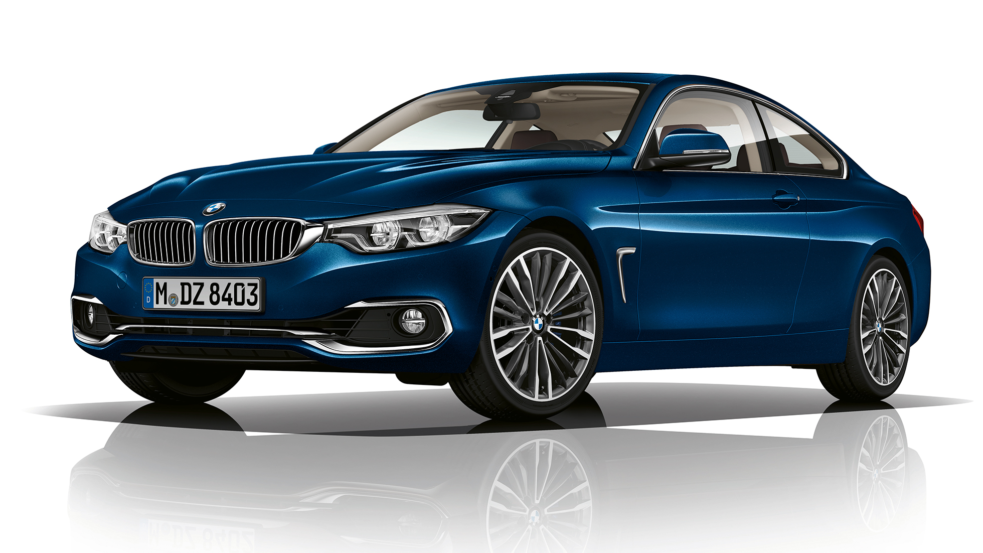 BMW 4-serie Coupé, Model Luxury Line sett skrått forfra BMW 4-serie Coupé, Model Luxury Line sett skrått forfra