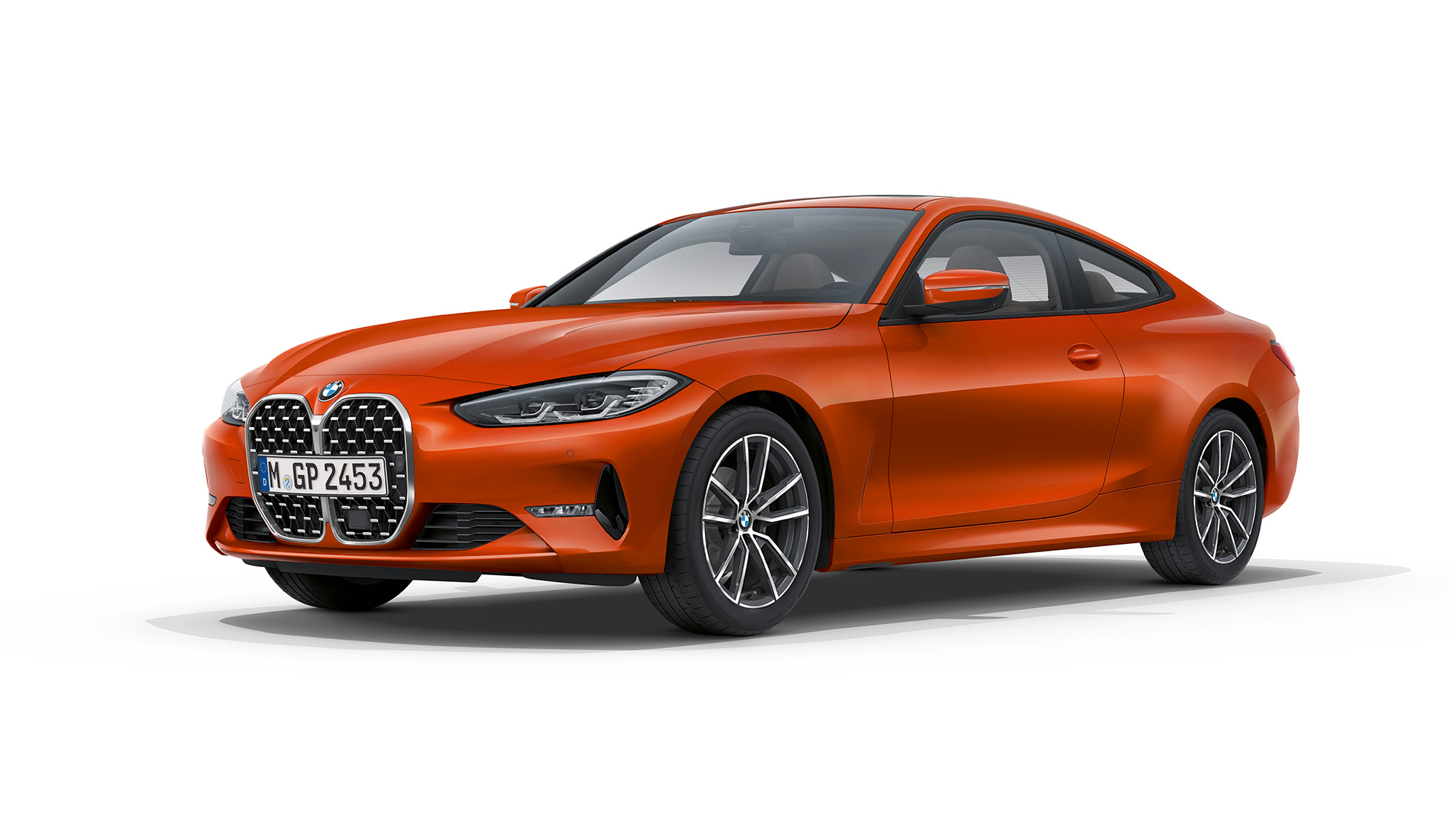 Sett skrått bakfra BMW 4-serie Coupé Standardversjon G22 2020- Sett skrått bakfra BMW 4-serie Coupé G22 2020 Standardversjon Sunset Orange metallic Sett skrått forfra