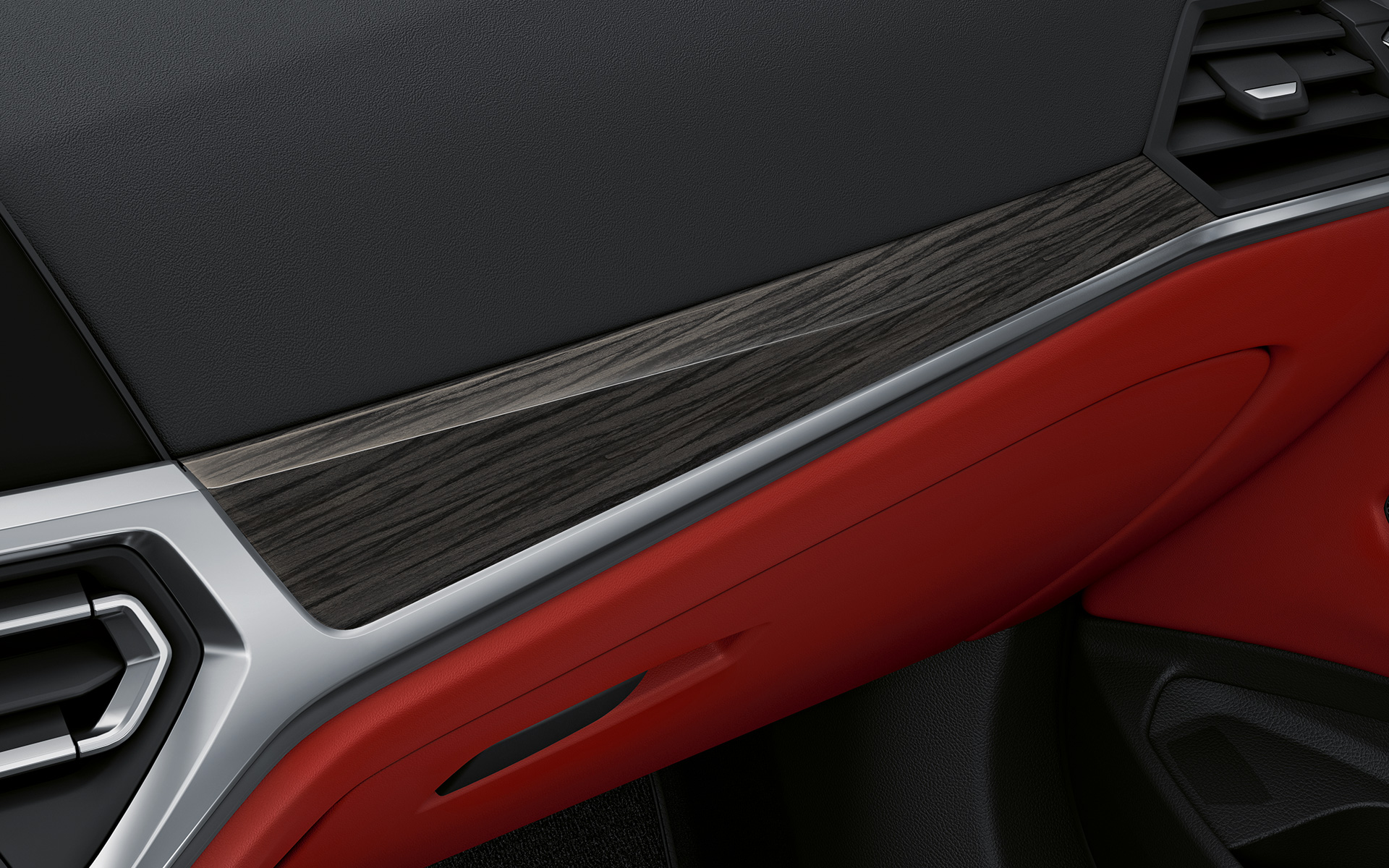 Interiørlister edeltre BMW 4-serie Coupé 2020 G22 Individual Innvendig kupé Interiørlister i edeltreutførelse med konturlister i krom med perleglansfinish BMW 4-serie Coupé Individual G22 2020 Innvendig kupé