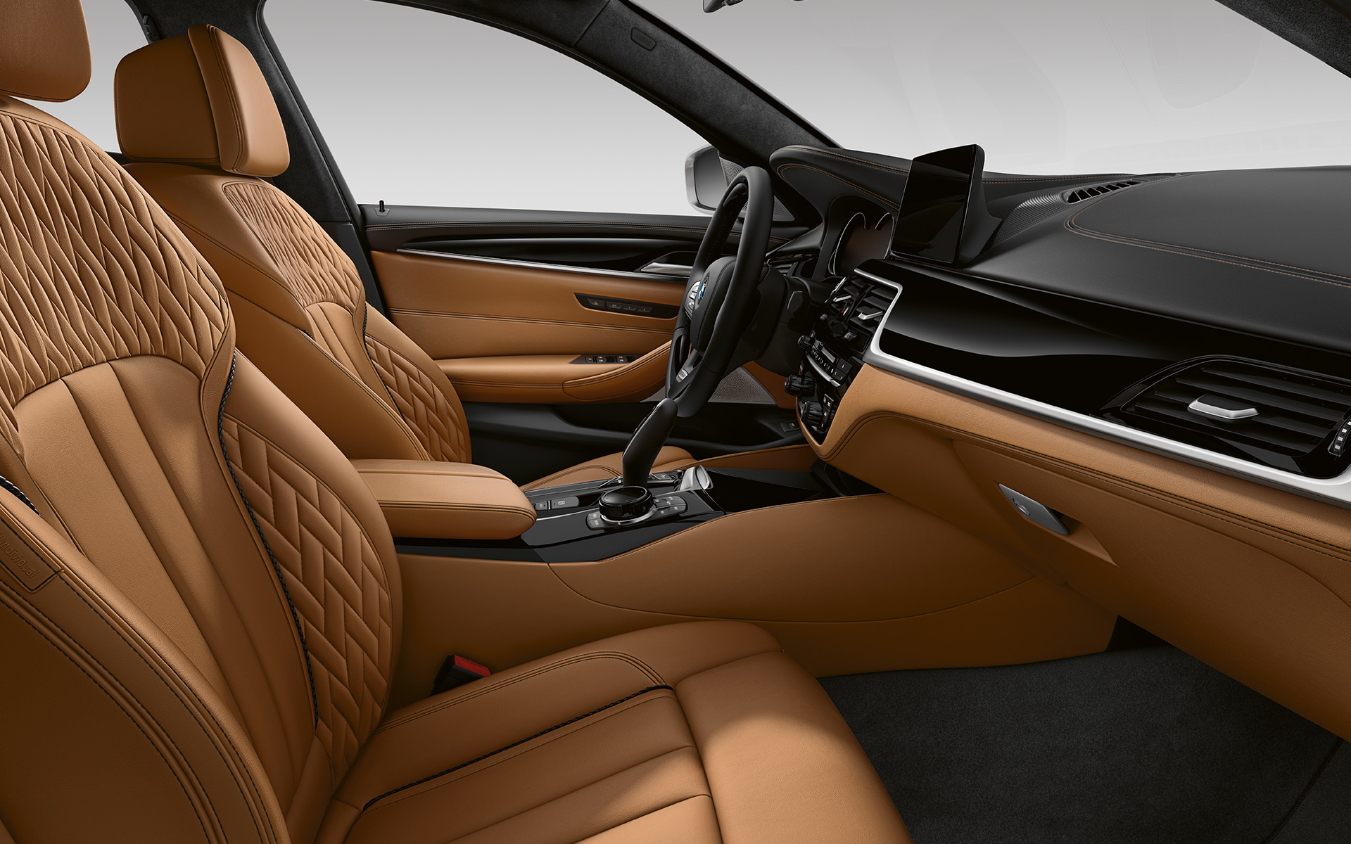BMW 5-serie Sedan G30 modelloppgradering 2020 helskinninteriør fra BMW Individual i merinoskinn | karamell BMW 5-serie Sedan G30 modelloppgradering 2020 helskinninteriør fra BMW Individual i merinoskinn | karamell