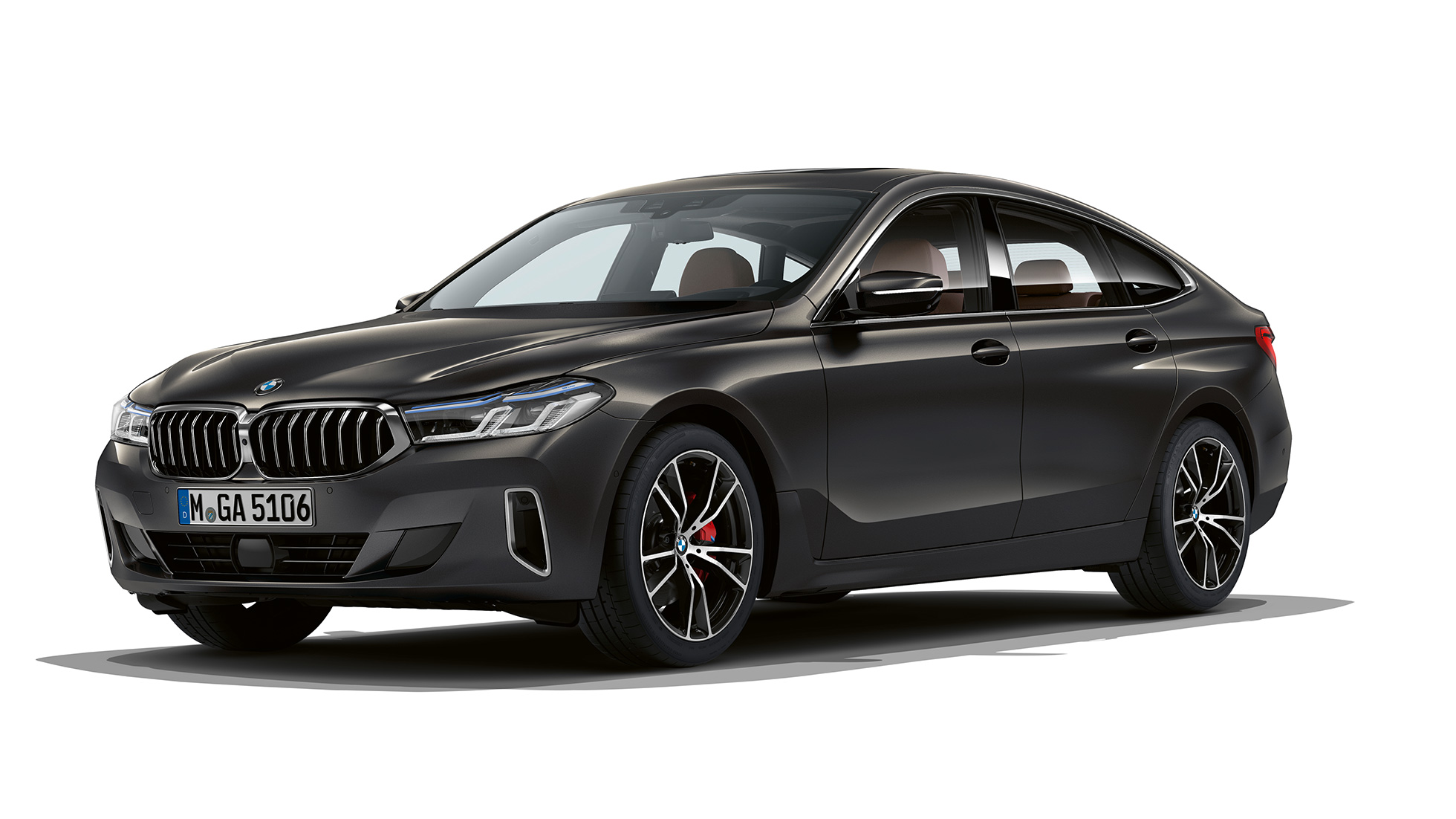 BMW 6-serie Gran Turismo Luxury Line G32 2020 BMW 6-serie Gran Turismo G32 640d xDrive 2020 Luxury Line dravittgrå sett skrått forfra