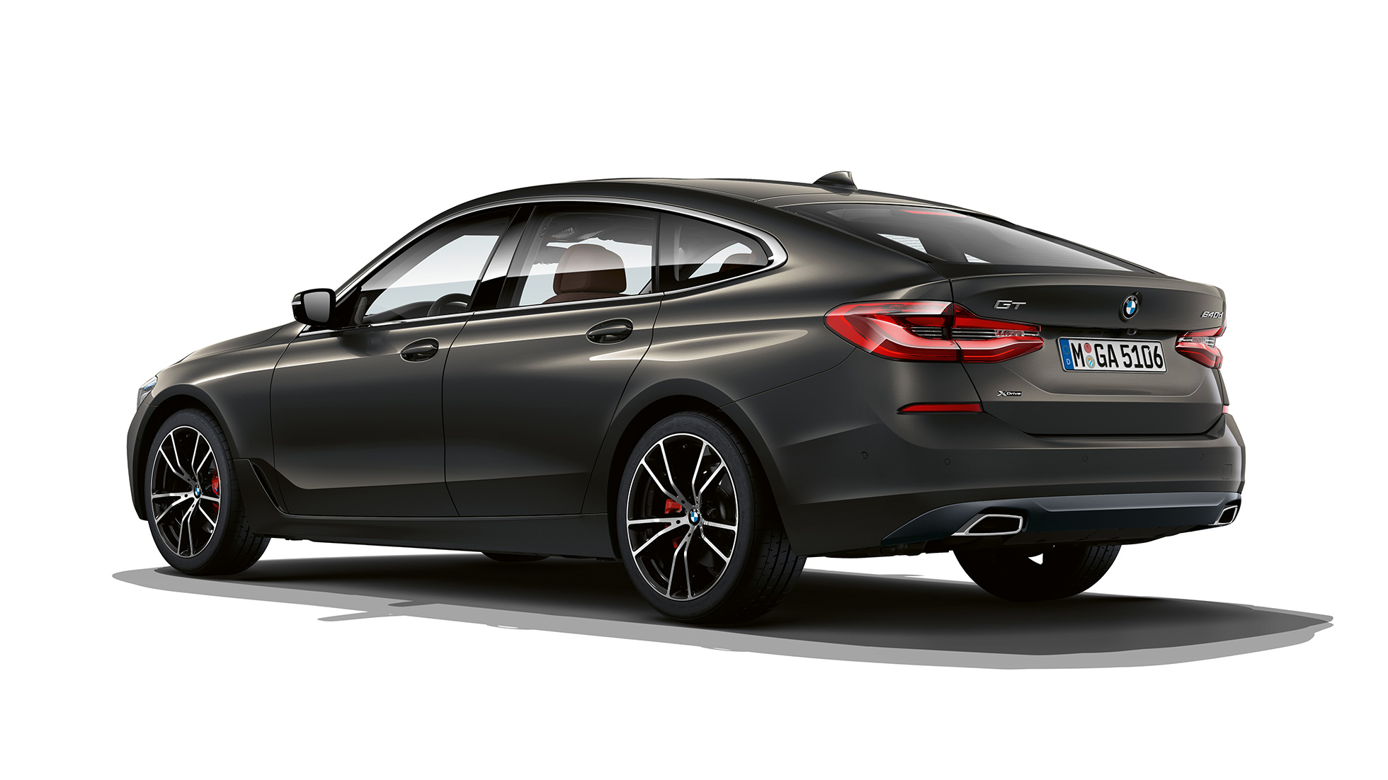 Hekk BMW 6-serie Gran Turismo Luxury Line G32 2020 BMW 6-serie Gran Turismo G32 640d xDrive 2020 Luxury Line dravittgrå sett skrått bakfra