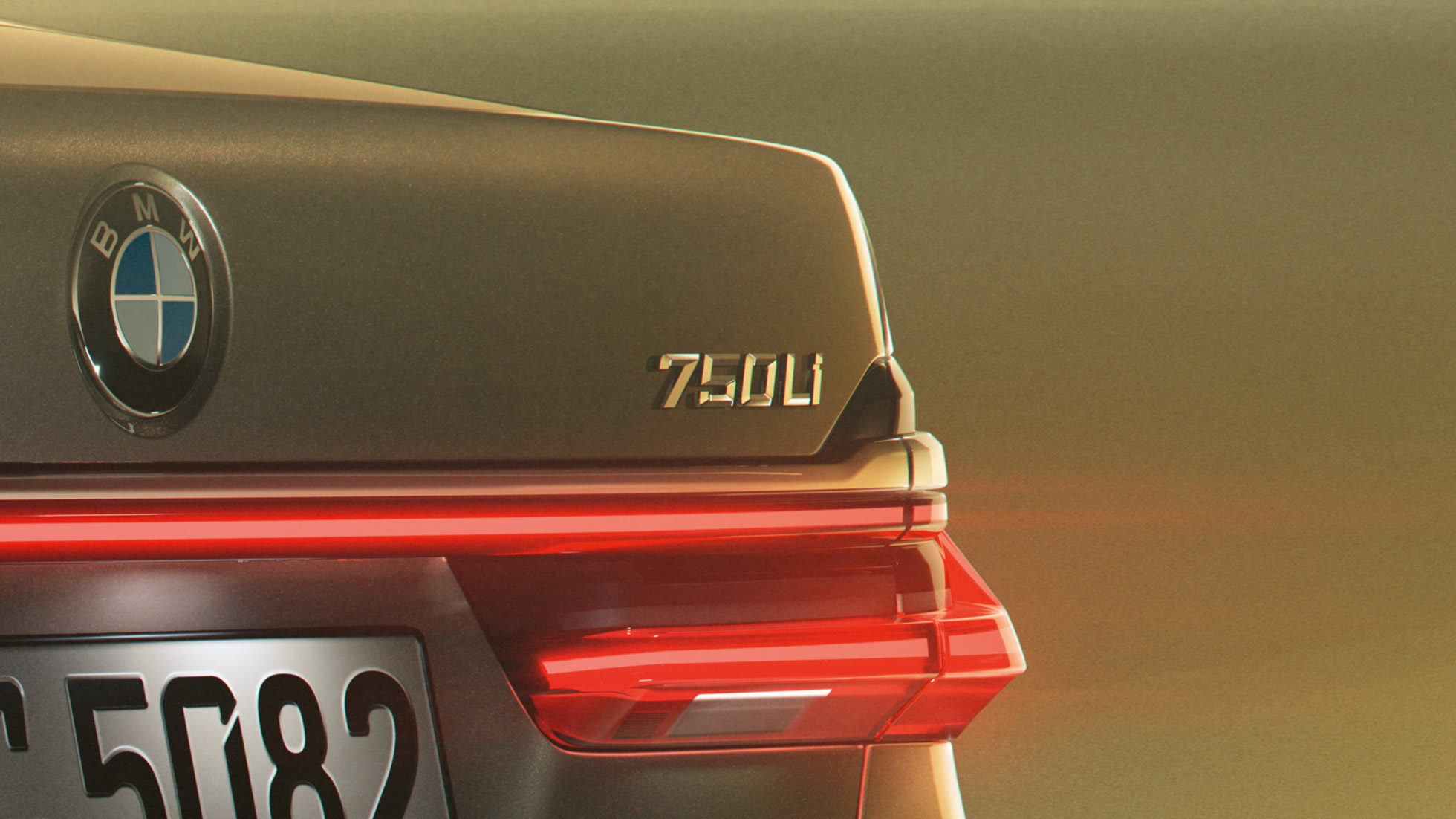 750Li-emblemet på BMW 7-serie Sedan BMW 7-serie Sedan: Nærbilde av 750Li-emblemet på hekken