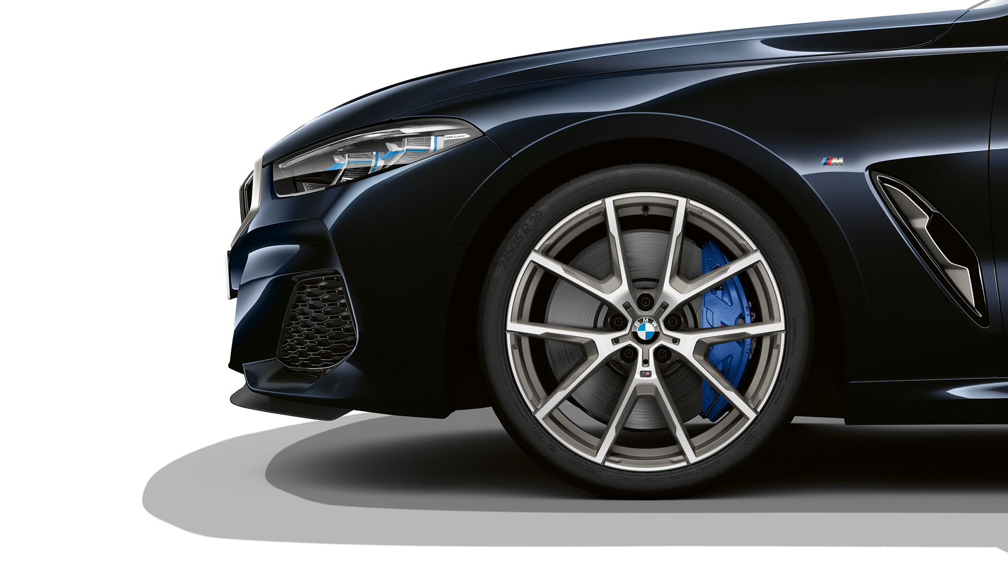 19" M lettmetallfelger Dobbelteke 727 M, tofarget. BMW 8-serie Coupé, karbonsort metallic, 19'' M lettmetallfelg Dobbelteke 727 M tofarget.