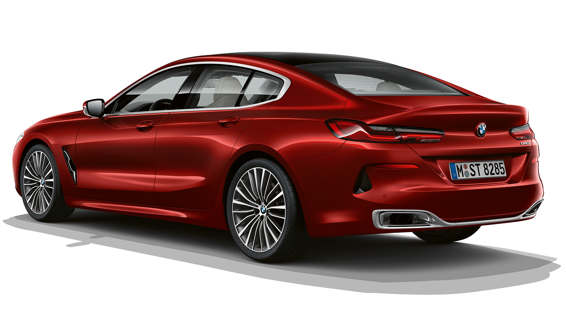 Standardmodell sett skrått bakfra BMW 8-serie Gran Coupé, Standardmodell sett skrått bakfra