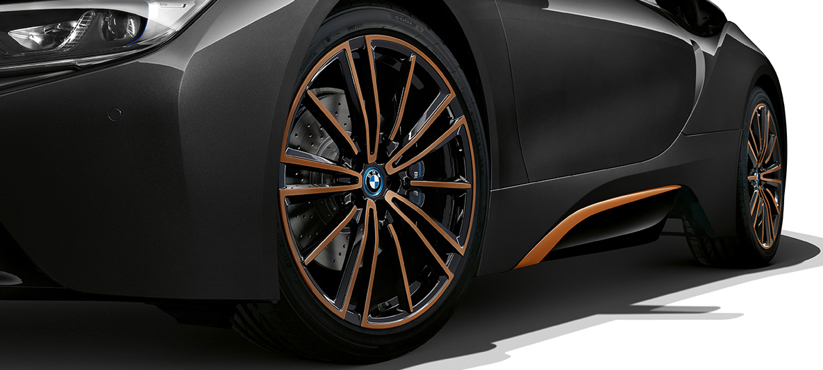 Lettmetallfelg i E-kobber, BMW i8 Coupé Ultimate Sophisto Edition Lettmetallfelg i E-kobber, BMW i8 Coupé Ultimate Sophisto Edition, eksteriør