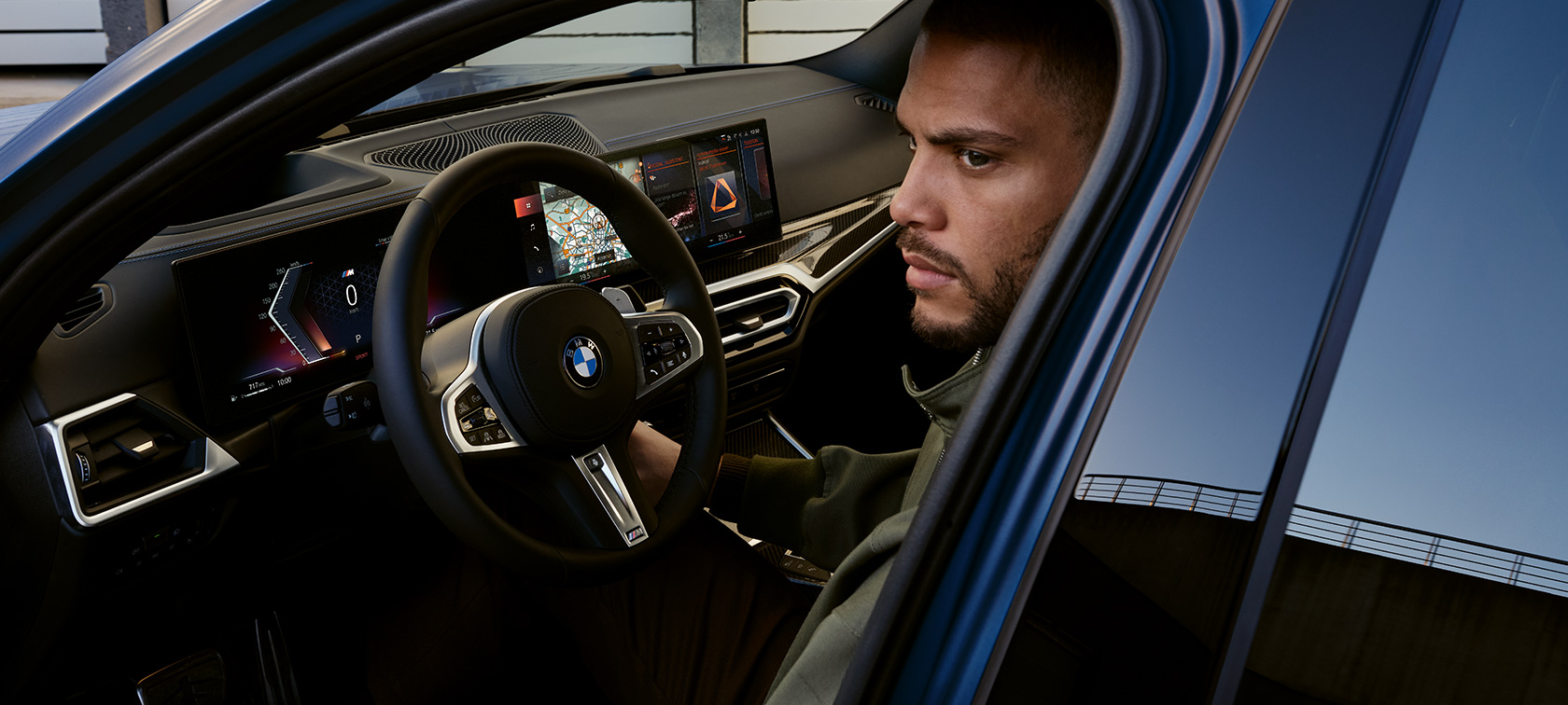BMW M340i xDrive Touring G21 Cockpit med modell BMW M340i xDrive Touring G21 Frozen Tanzanite blå Cockpit med modell