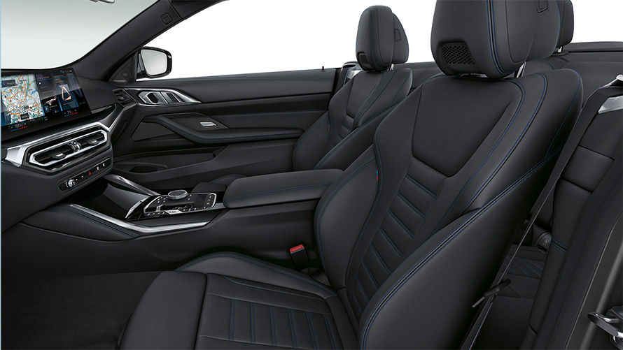 BMW M440i xDrive Cabriolet G23 2020 Interiør Sportsseter for fører og passasjer Skinninteriør