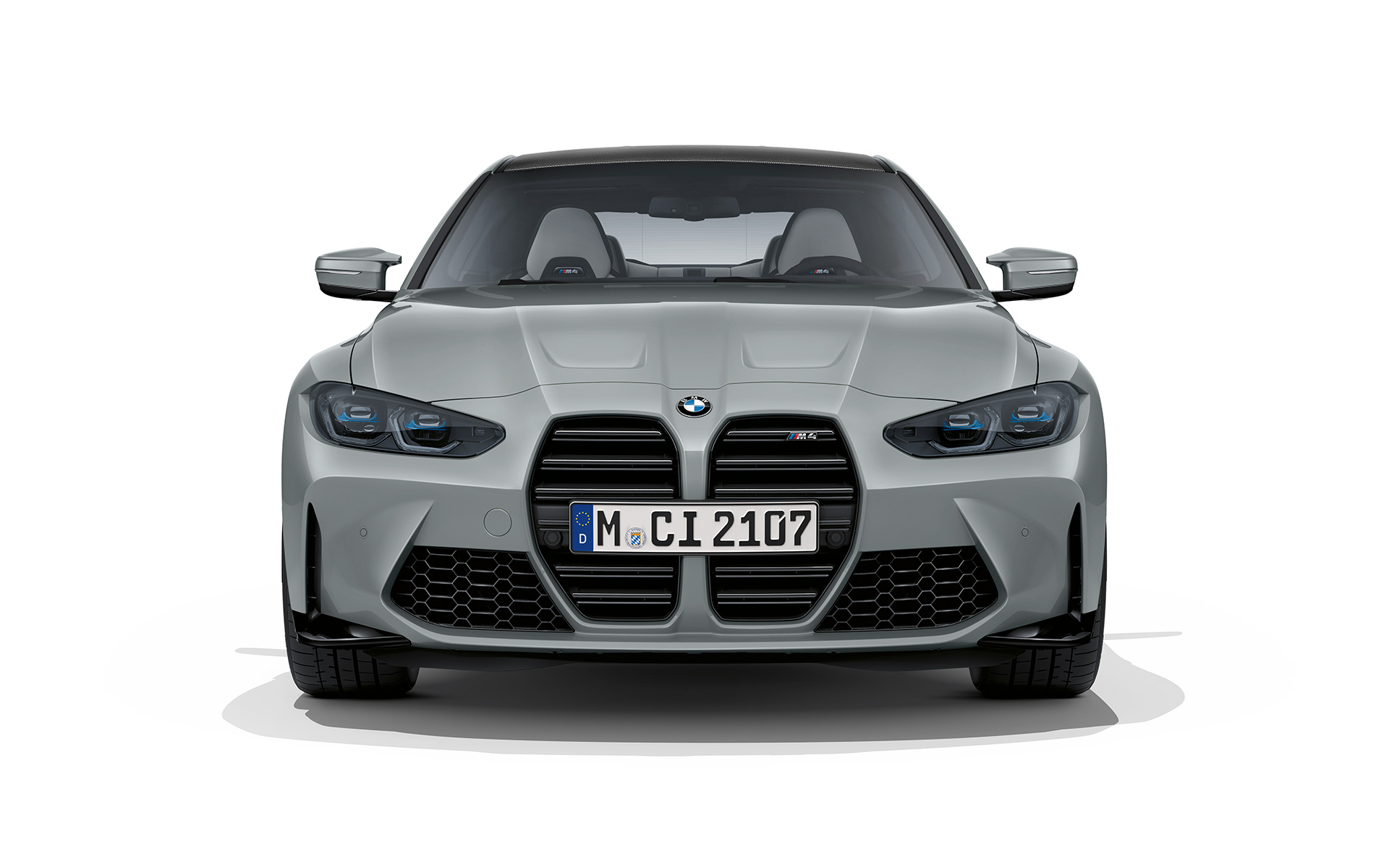 BMW M4 Coupé G82 2020 Brooklyn grå metallic sett forfra