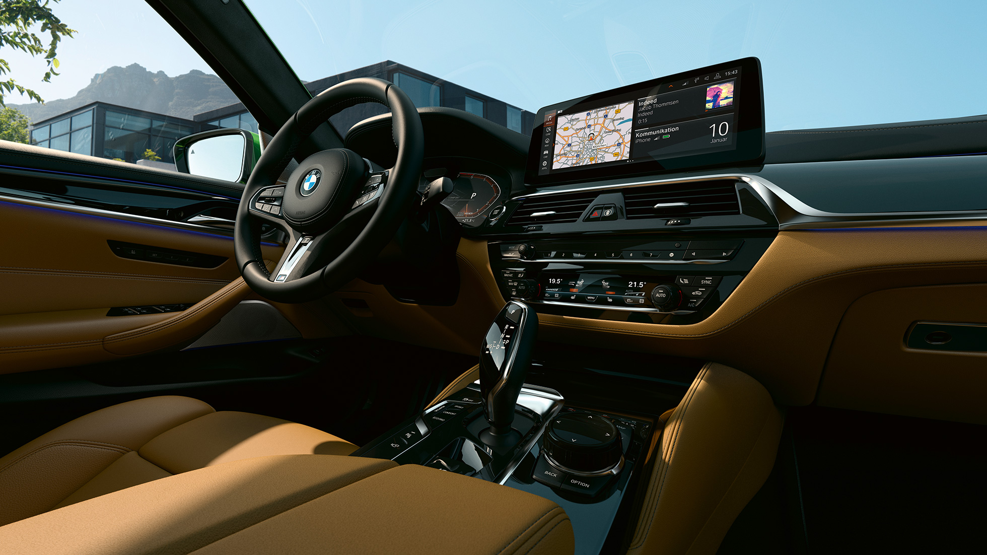 BMW M550i xDrive Sedan G30 LCI Facelift 2020 Cockpit med 12,3" kontrolldisplay BMW M550i xDrive Sedan G30 LCI Facelift 2020 Cockpit med 12,3" kontrolldisplay