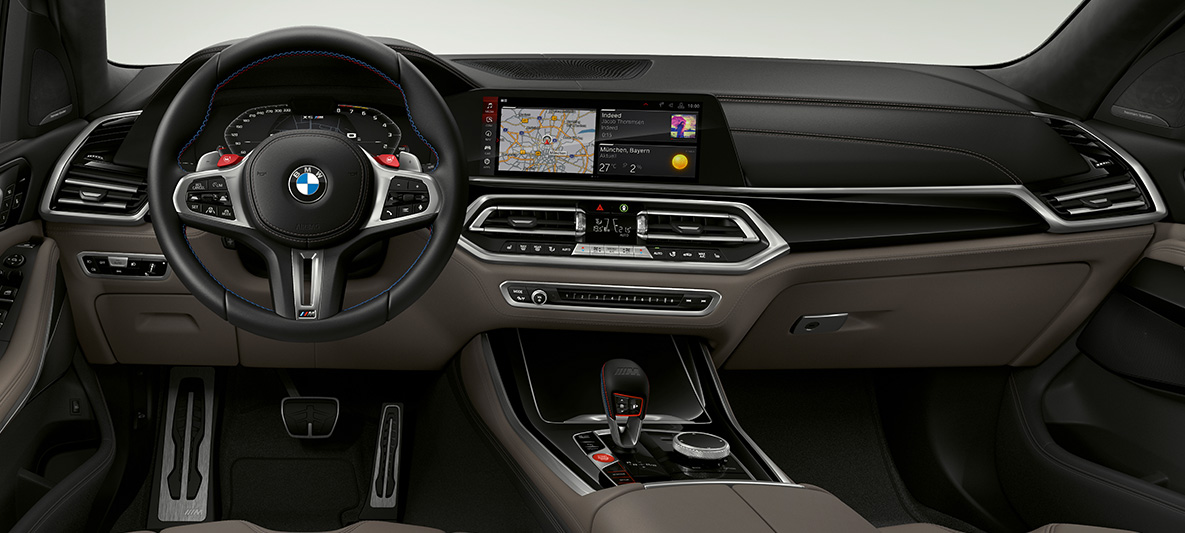 M skinnratt BMW X5 M M skinnratt med kontrastsømmer BMW X5 M F95 Cockpit
