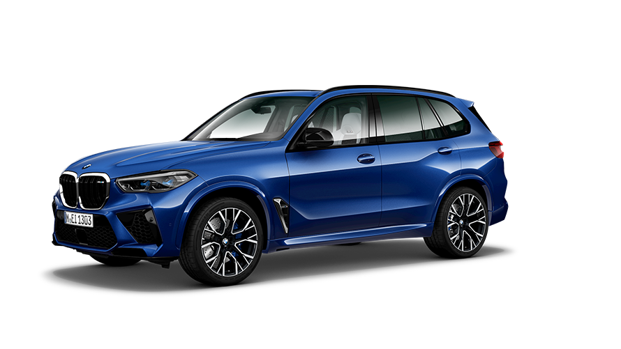 BMW M-modell BMW X5 M F95 sett skrått fra siden BMW M-modell BMW X5 M F95 sett skrått fra siden