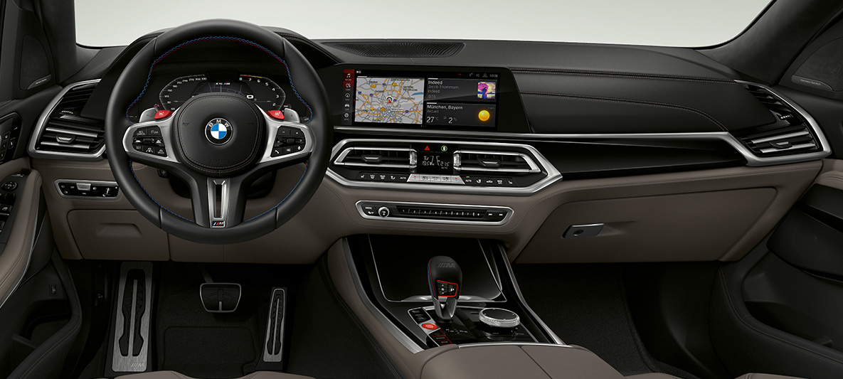 M skinnratt BMW X5 M F95 M skinnratt med kontrastsømmer BMW X5 M F95 2020 SUV Cockpit