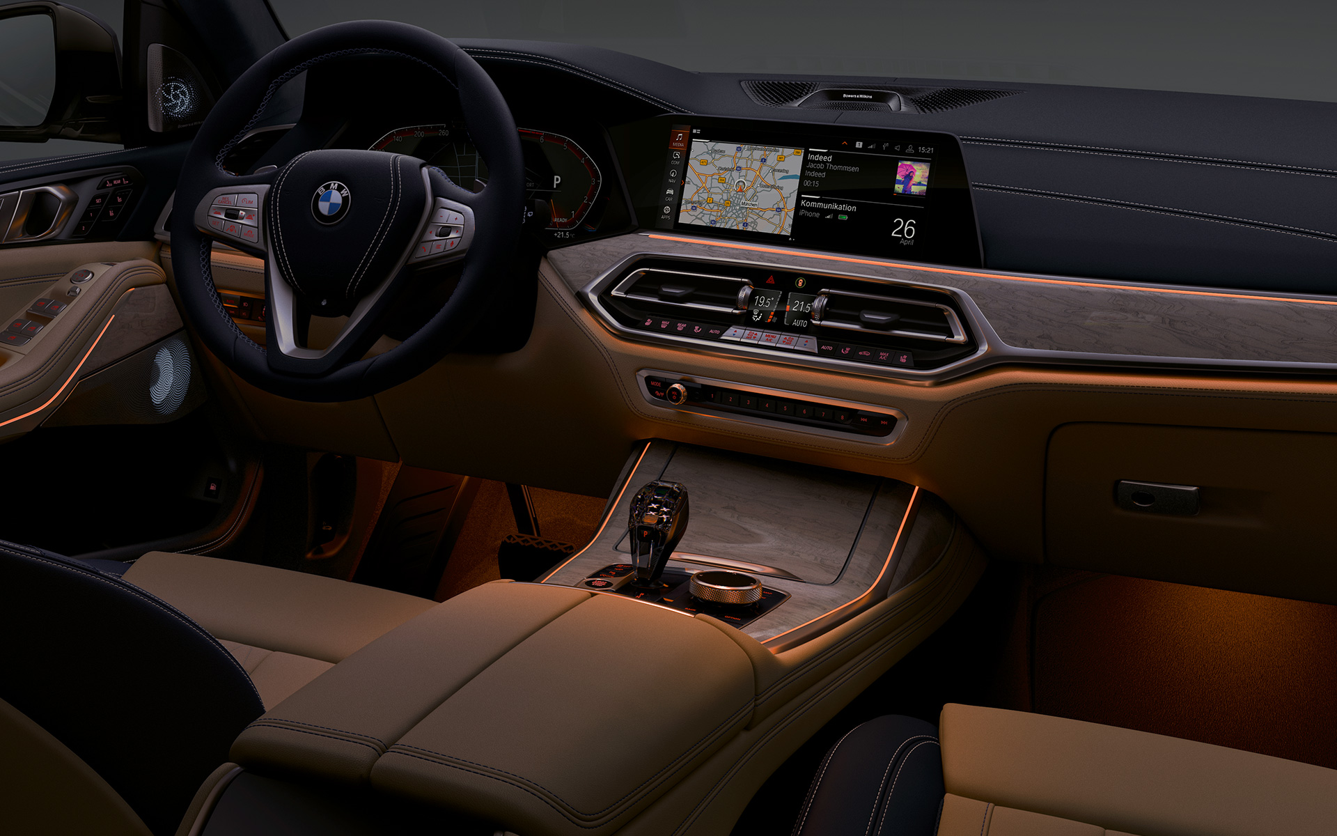 BMW X7 M50i M50d G07 2019 Cockpit Bakgrunnsbelysning BMW X7 M50i M50d G07 2019 Cockpit Bakgrunnsbelysning