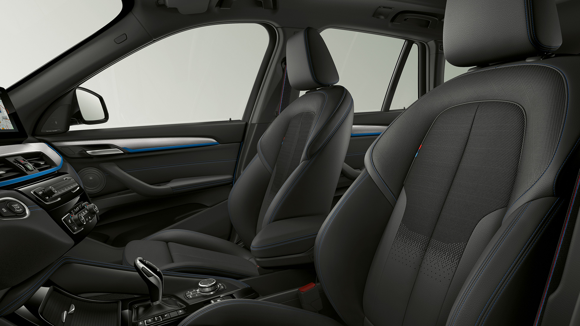 BMW X1, Modell M Sport, setetrekk BMW X1, Modell M Sport, interiør med fokus på setetrekk
