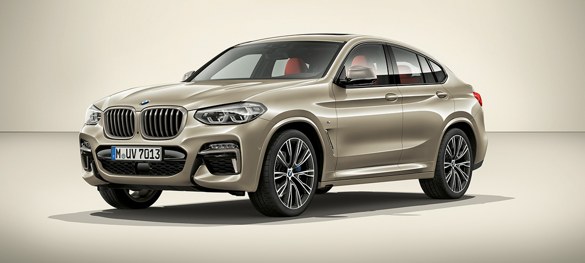 BMW Individual solstein metallic BMW X4 BMW Individual Kolleksjon BMW X4 G02 2018 solstein metallic sett skrått fra siden