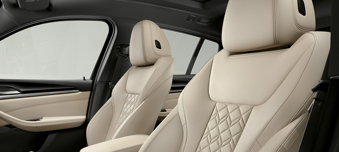 BMW Individual utvidet skinninteriør i elfenbenshvitt merinoskinn BMW X4 BMW Individual utvidet skinninteriør i elfenbenshvitt merinoskinn BMW X4 G02 2018 interiør