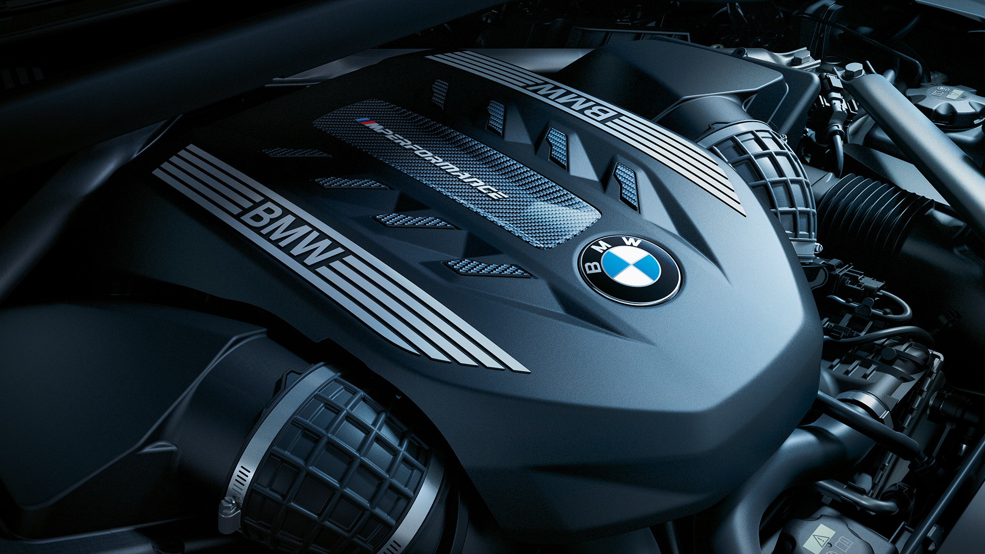 BMW X6-motor. Nærbilde av BMW X6-motoren.