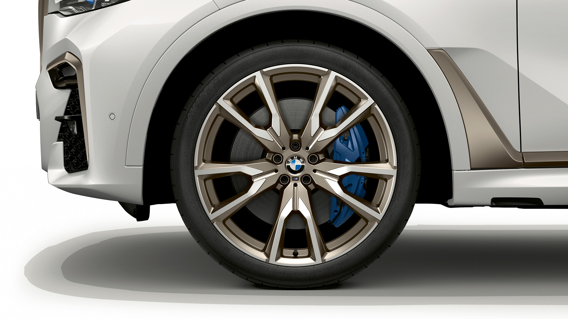 Lettmetallfelg på BMW X7 M50d Nærbilde av lettmetallfelg på BMW X7 M50d