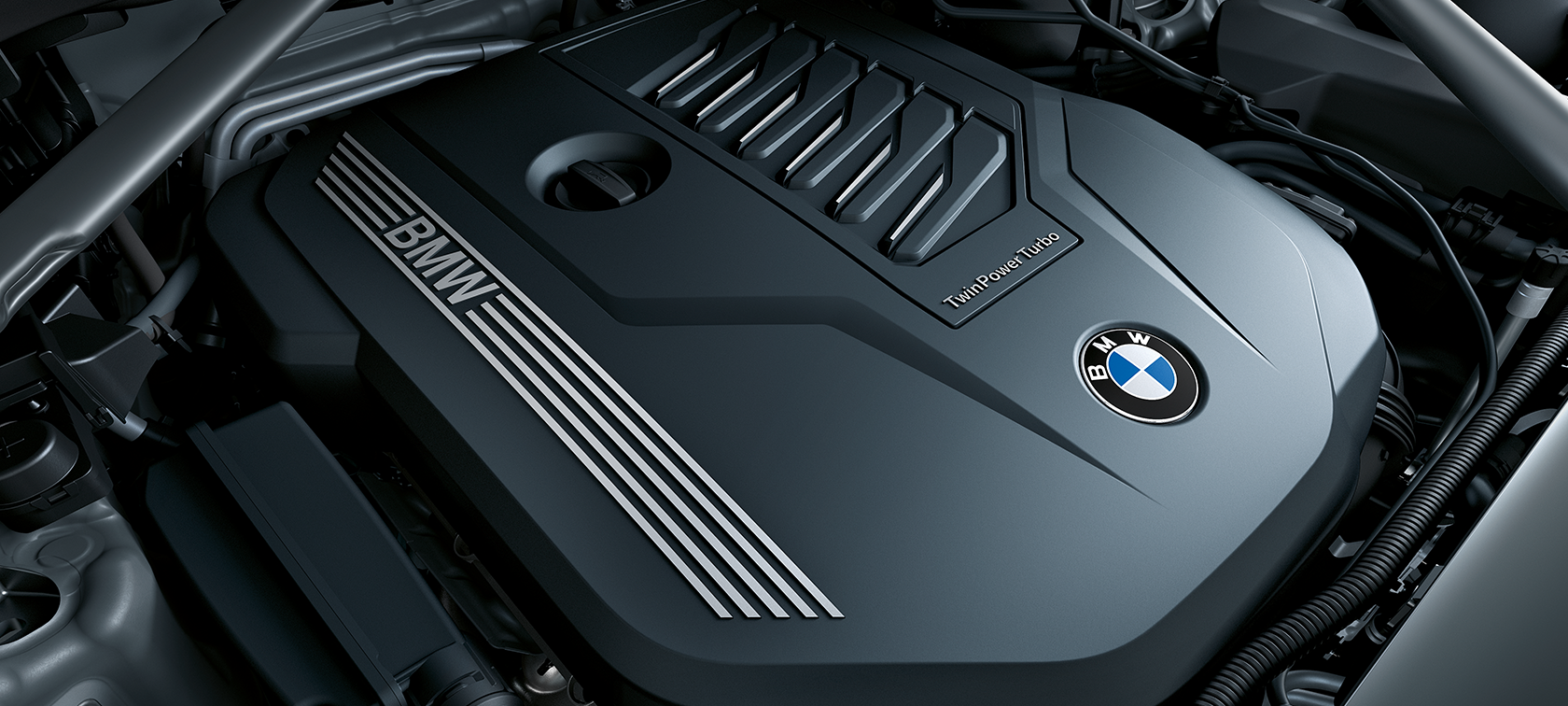 BMW X7, BMW TwinPower Turbo Nærbilde av BMW TwinPower turbomotor