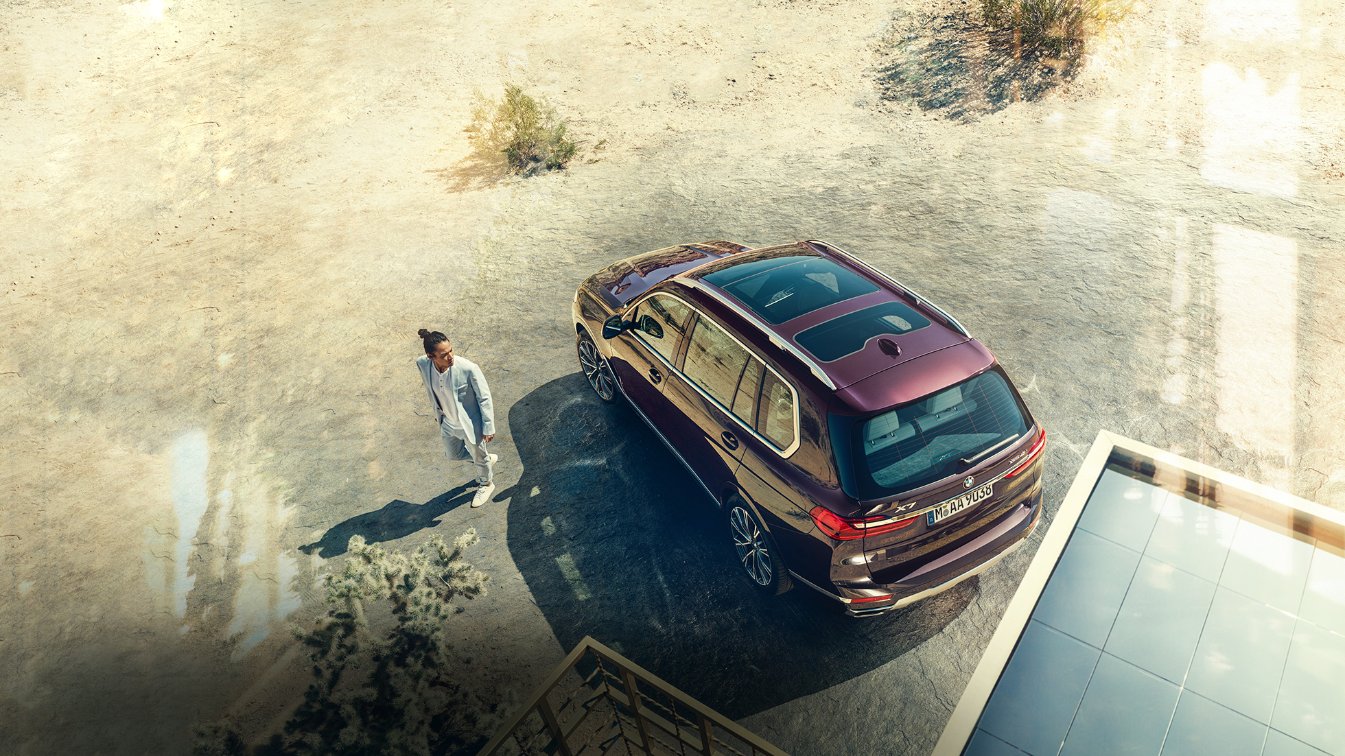 BMW Individual X7 xDrive40i sett ovenfra Parkert BMW X7 i ametrin metallic sett ovenfra, G07, 2019