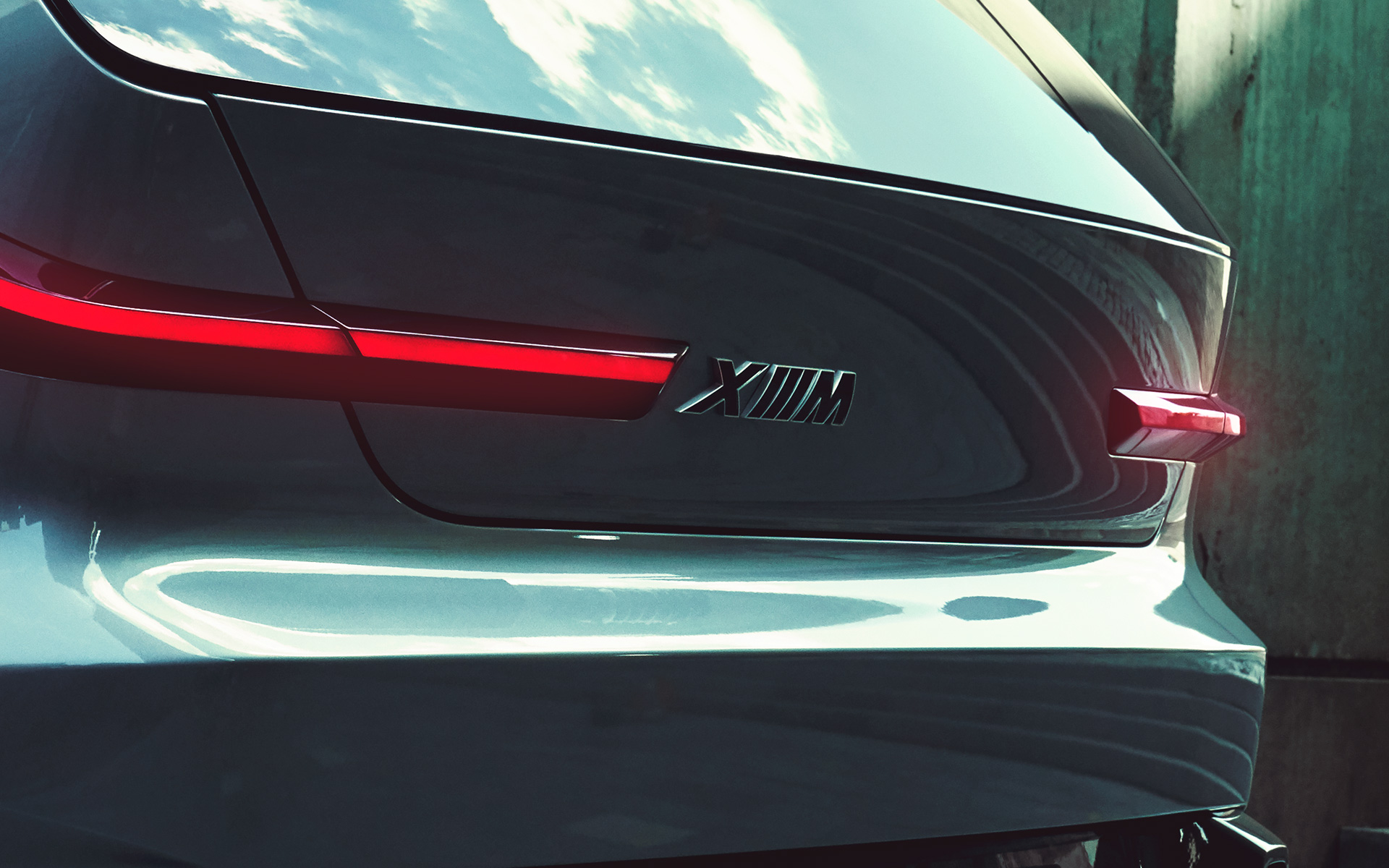 BMW Concept XM (G09) sett skrått bakfra stående nærbilde enderør BMW Concept XM (G09) sett skrått bakfra stående nærbilde enderør