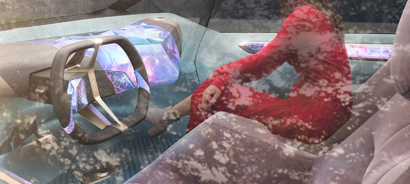 BMW i Vision Circular 2021 visjonsbil interi&oslash;rdesign